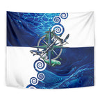 Torres Strait Islanders Nautical Compass Sea Life Tapestry Indigenous Traditional Flag Pattern Tribal Marine Art