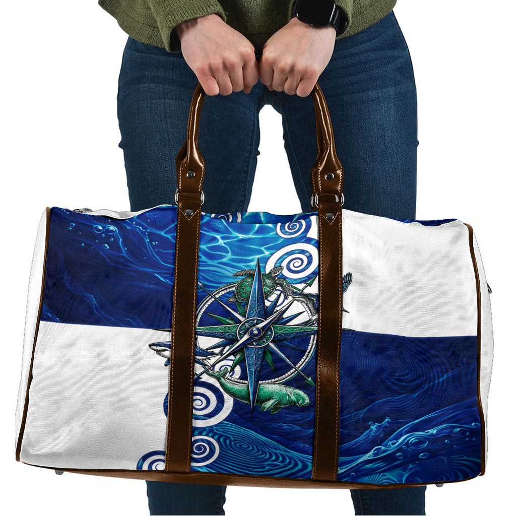 Torres Strait Islanders Nautical Compass Sea Life Travel Bag Indigenous Traditional Flag Pattern Tribal Marine Art