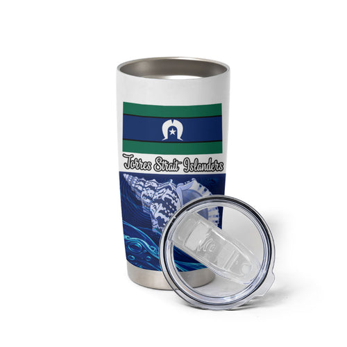 Torres Strait Islanders Nautical Compass Sea Life Tumbler Cup Indigenous Traditional Flag Pattern Tribal Marine Art