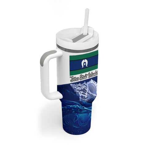 Torres Strait Islanders Nautical Compass Sea Life Tumbler With Handle Indigenous Traditional Flag Pattern Tribal Marine Art