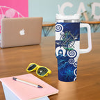 Torres Strait Islanders Nautical Compass Sea Life Tumbler With Handle Indigenous Traditional Flag Pattern Tribal Marine Art