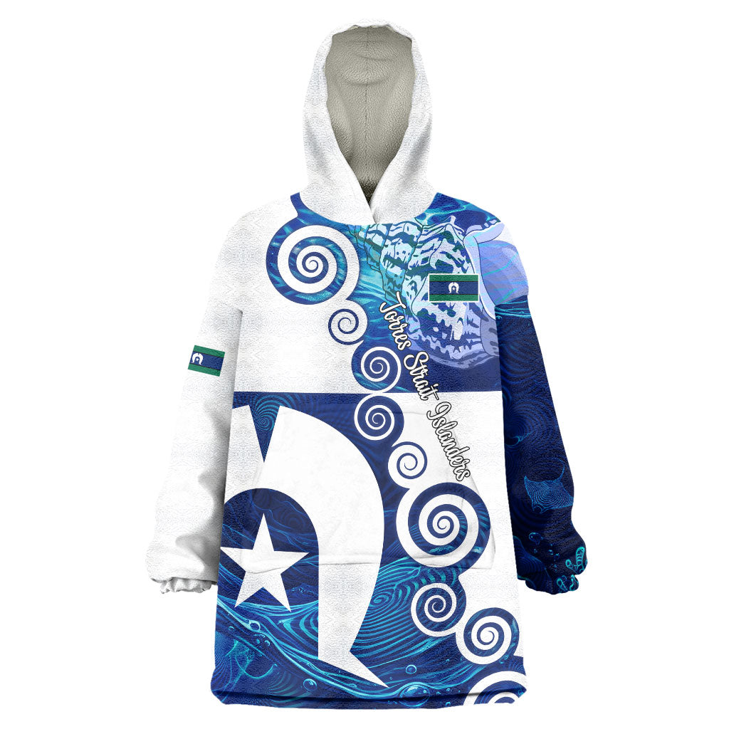 Torres Strait Islanders Nautical Compass Sea Life Wearable Blanket Hoodie Indigenous Traditional Flag Pattern Tribal Marine Art