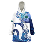 Torres Strait Islanders Nautical Compass Sea Life Wearable Blanket Hoodie Indigenous Traditional Flag Pattern Tribal Marine Art