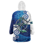 Torres Strait Islanders Nautical Compass Sea Life Wearable Blanket Hoodie Indigenous Traditional Flag Pattern Tribal Marine Art