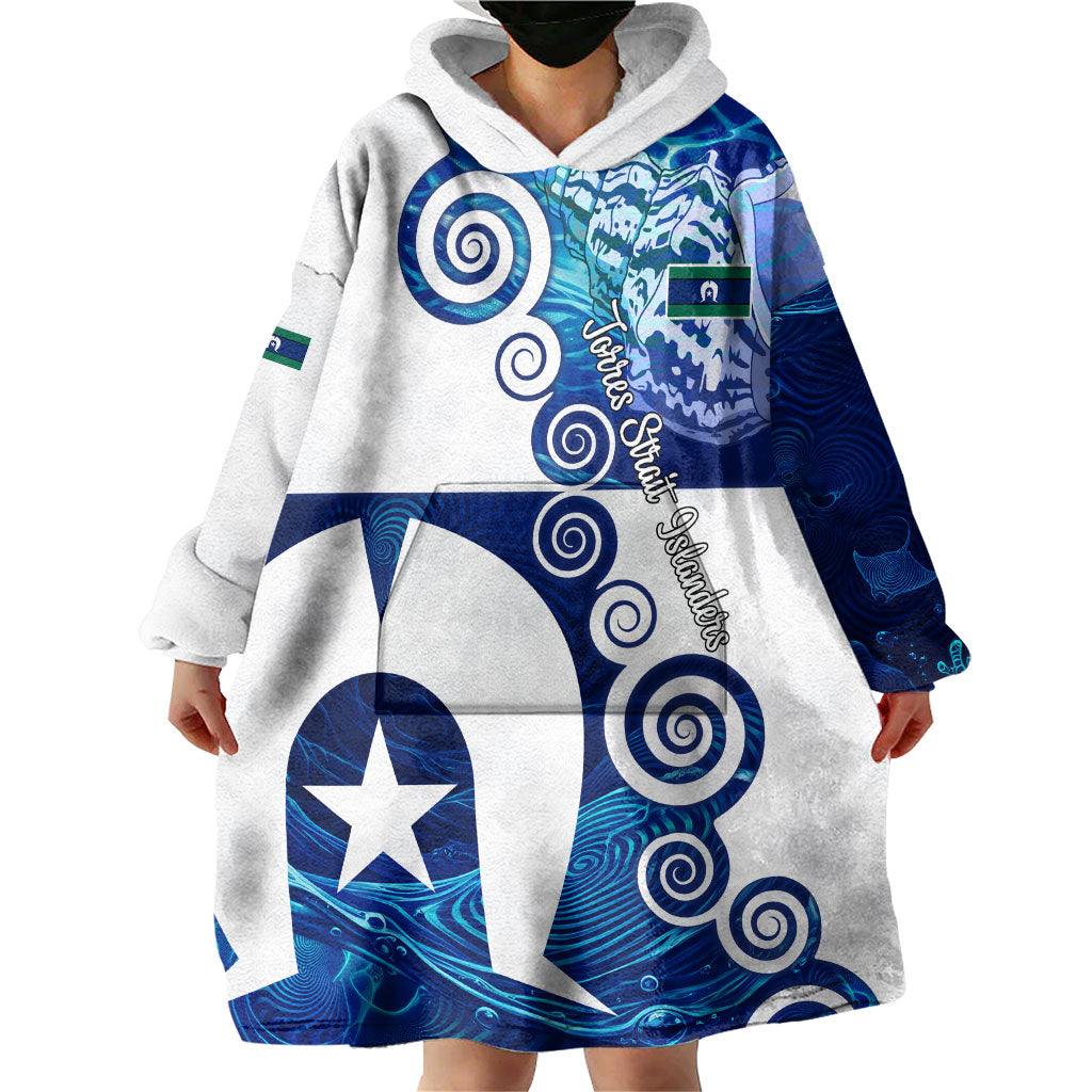 Torres Strait Islanders Nautical Compass Sea Life Wearable Blanket Hoodie Indigenous Traditional Flag Pattern Tribal Marine Art