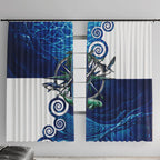 Torres Strait Islanders Nautical Compass Sea Life Window Curtain Indigenous Traditional Flag Pattern Tribal Marine Art