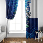 Torres Strait Islanders Nautical Compass Sea Life Window Curtain Indigenous Traditional Flag Pattern Tribal Marine Art