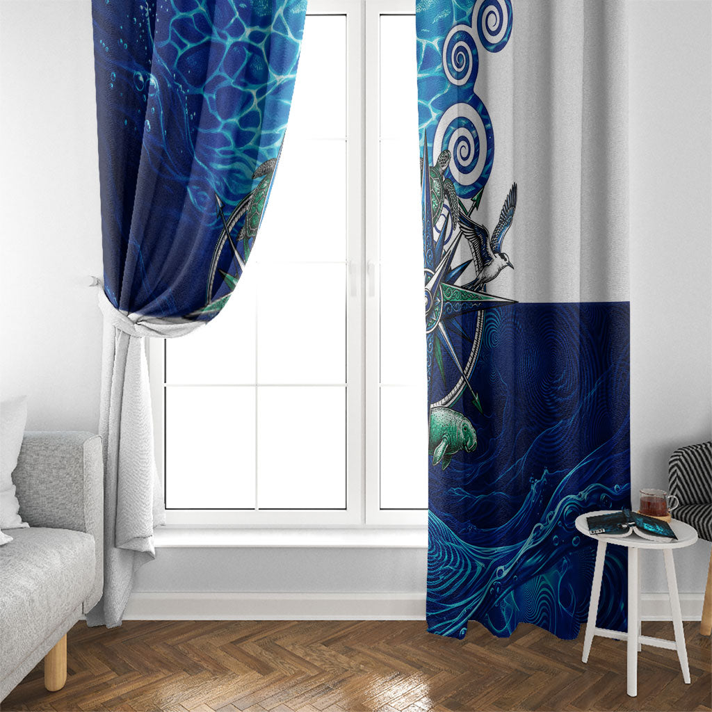 Torres Strait Islanders Nautical Compass Sea Life Window Curtain Indigenous Traditional Flag Pattern Tribal Marine Art