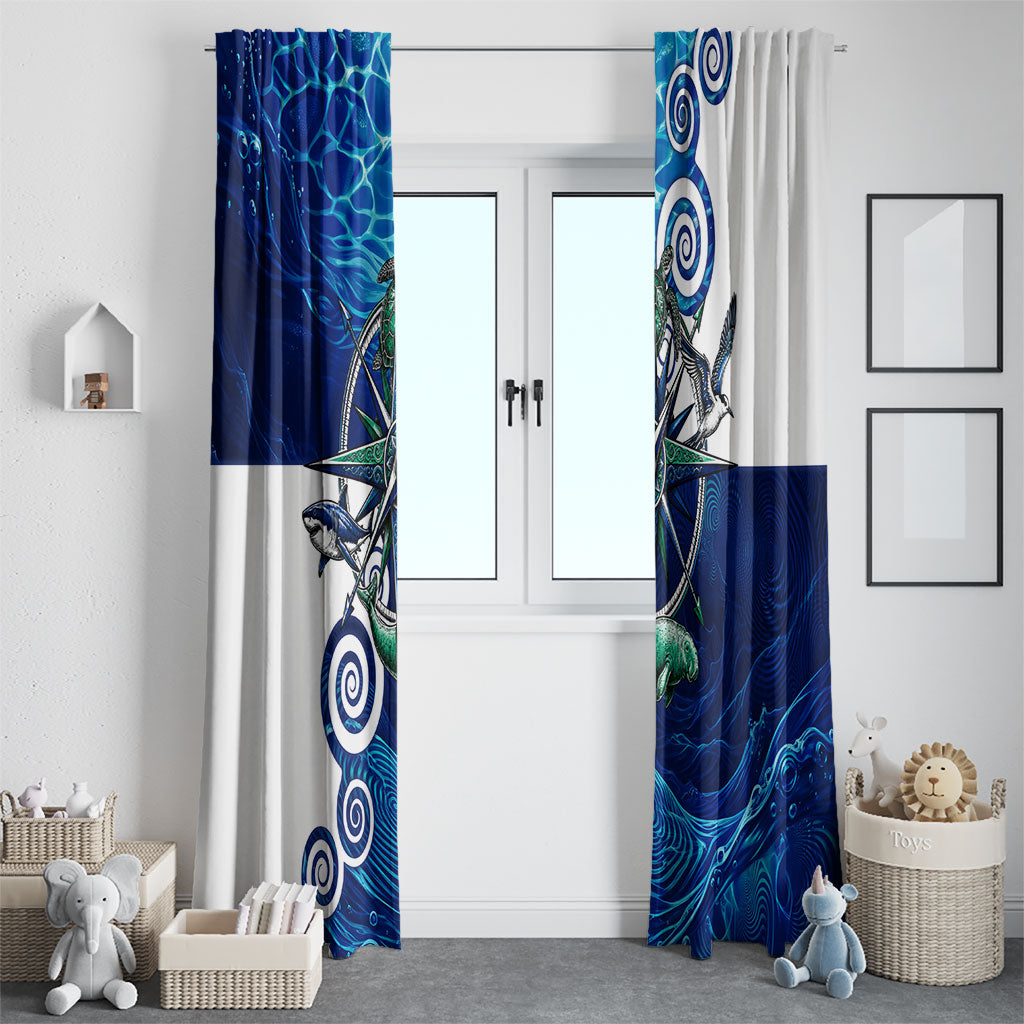 Torres Strait Islanders Nautical Compass Sea Life Window Curtain Indigenous Traditional Flag Pattern Tribal Marine Art