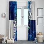 Torres Strait Islanders Nautical Compass Sea Life Window Curtain Indigenous Traditional Flag Pattern Tribal Marine Art