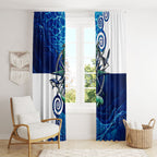 Torres Strait Islanders Nautical Compass Sea Life Window Curtain Indigenous Traditional Flag Pattern Tribal Marine Art