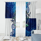Torres Strait Islanders Nautical Compass Sea Life Window Curtain Indigenous Traditional Flag Pattern Tribal Marine Art
