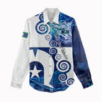Torres Strait Islanders Nautical Compass Sea Life Women Casual Shirt Indigenous Traditional Flag Pattern Tribal Marine Art