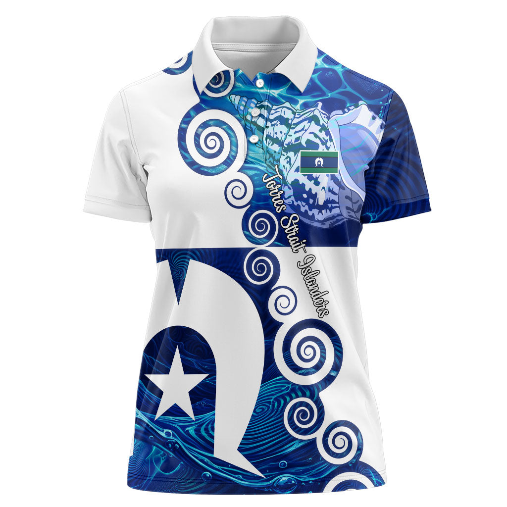 Torres Strait Islanders Nautical Compass Sea Life Women Polo Shirt Indigenous Traditional Flag Pattern Tribal Marine Art