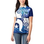 Torres Strait Islanders Nautical Compass Sea Life Women Polo Shirt Indigenous Traditional Flag Pattern Tribal Marine Art
