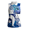 Torres Strait Islanders Nautical Compass Sea Life Women Sleeveless Polo Shirt Indigenous Traditional Flag Pattern Tribal Marine Art