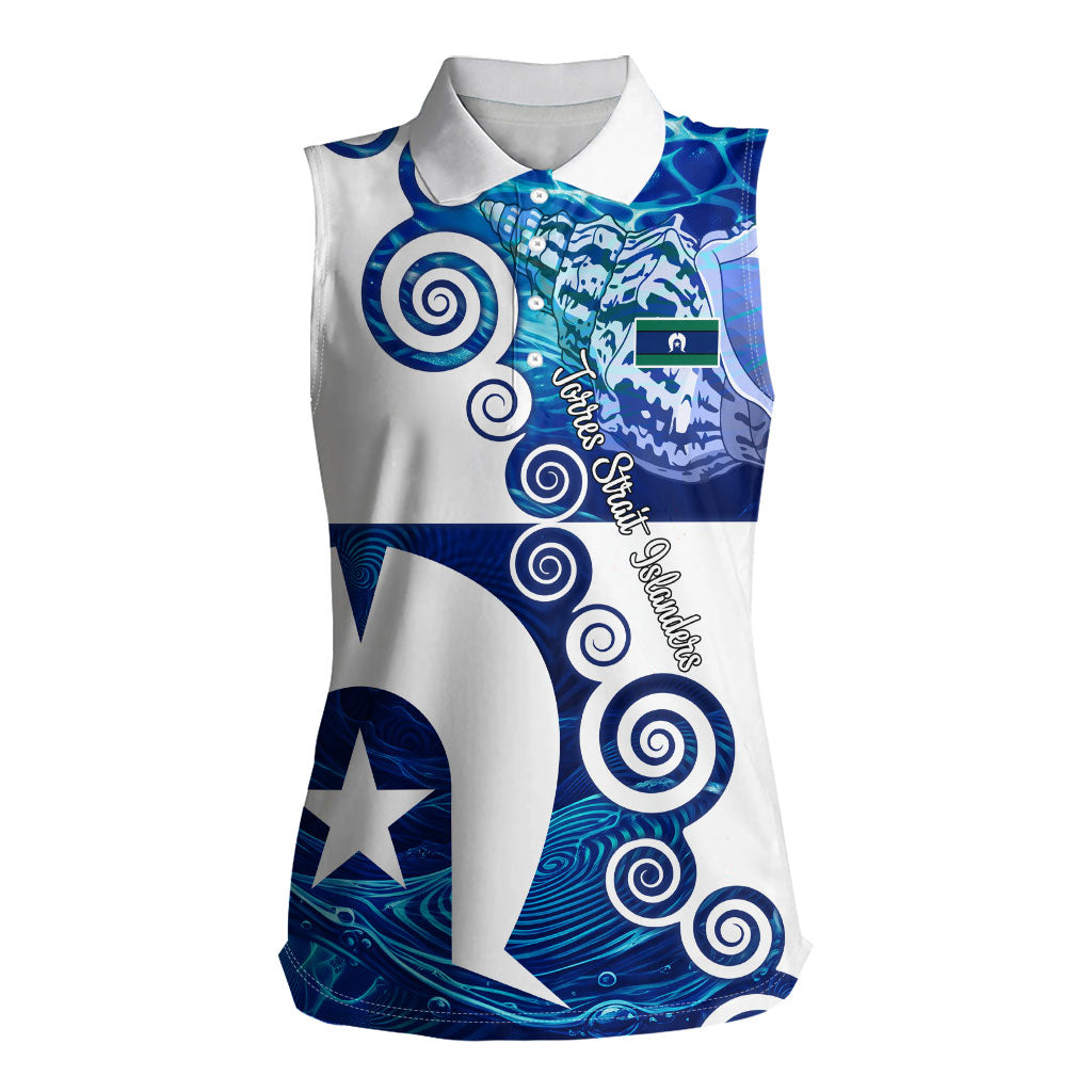 Torres Strait Islanders Nautical Compass Sea Life Women Sleeveless Polo Shirt Indigenous Traditional Flag Pattern Tribal Marine Art