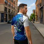 Torres Strait Islanders Nautical Compass Sea Life Zipper Polo Shirt Indigenous Traditional Flag Pattern Tribal Marine Art