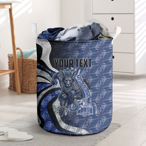 Personalised North Melbourne Kangaroos Laundry Basket Trippy Psychedelic Abstract Art Mascot Football Fans