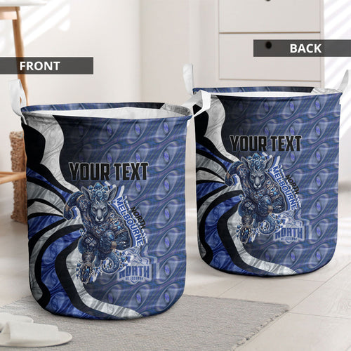 Personalised North Melbourne Kangaroos Laundry Basket Trippy Psychedelic Abstract Art Mascot Football Fans