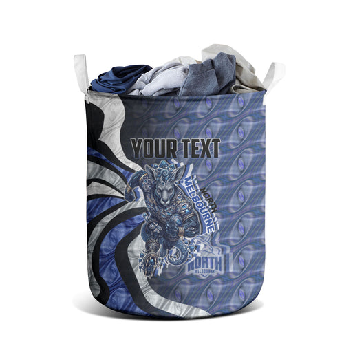Personalised North Melbourne Kangaroos Laundry Basket Trippy Psychedelic Abstract Art Mascot Football Fans