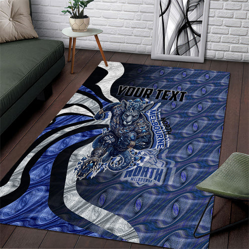Personalised North Melbourne Kangaroos Area Rug Trippy Psychedelic Abstract Art Mascot Football Fans
