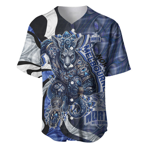 Personalised North Melbourne Kangaroos Baseball Jersey Trippy Psychedelic Abstract Art Mascot Football Fans