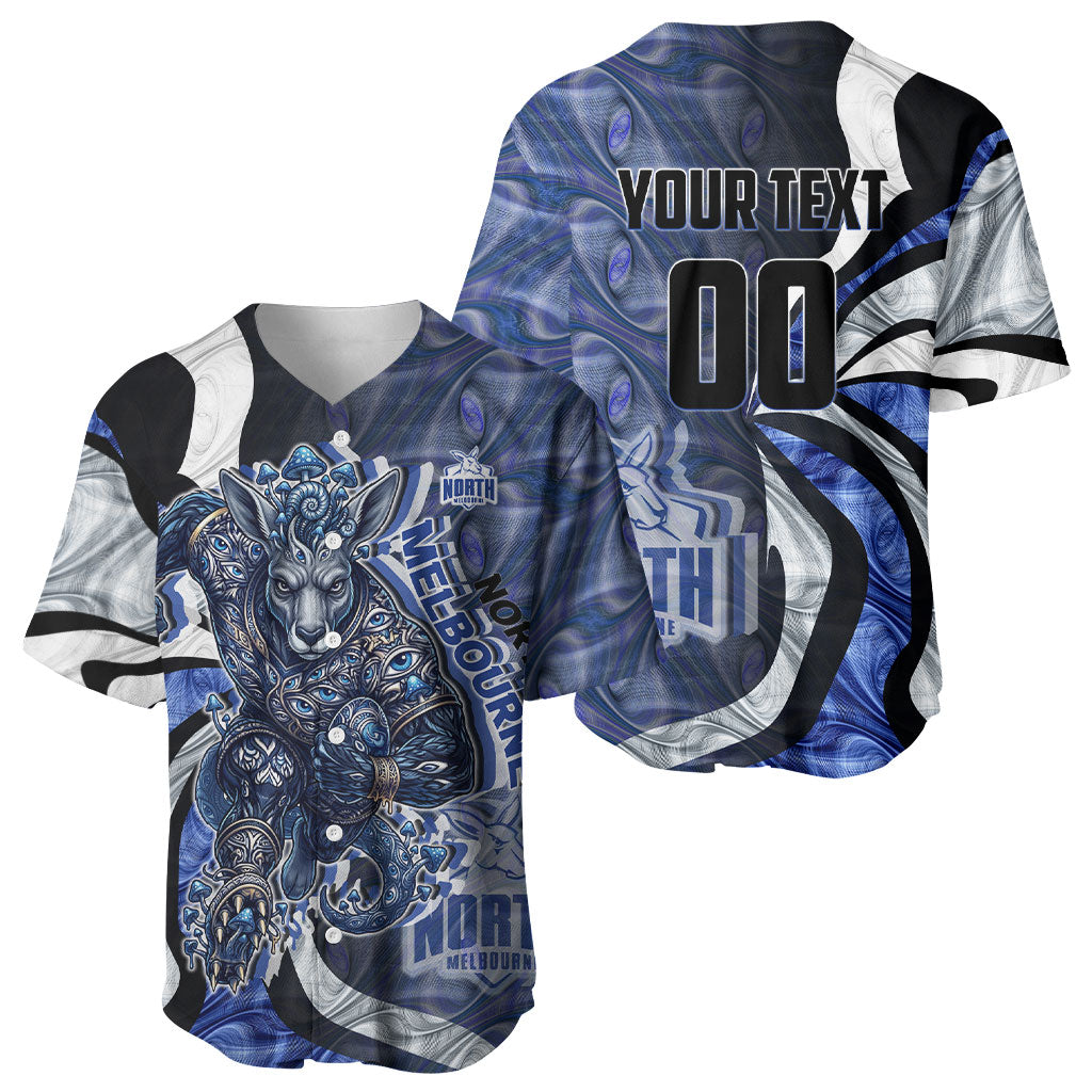 Personalised North Melbourne Kangaroos Baseball Jersey Trippy Psychedelic Abstract Art Mascot Football Fans
