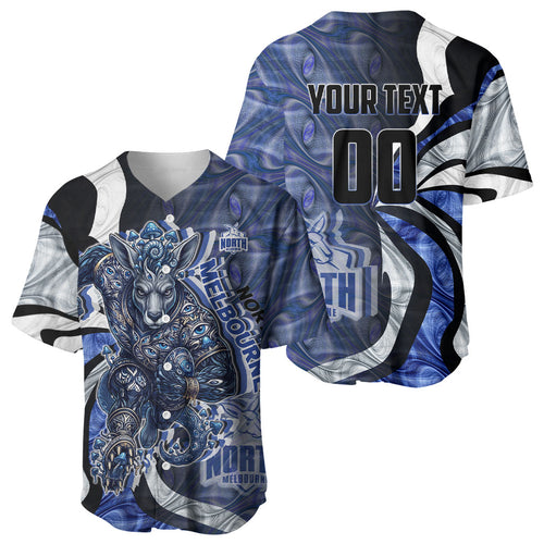 Personalised North Melbourne Kangaroos Baseball Jersey Trippy Psychedelic Abstract Art Mascot Football Fans