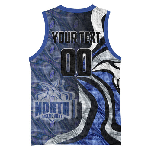 Personalised North Melbourne Kangaroos Basketball Jersey Trippy Psychedelic Abstract Art Mascot Football Fans