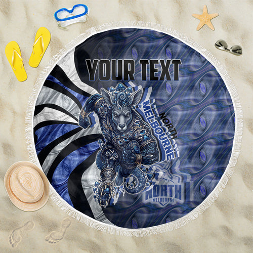 Personalised North Melbourne Kangaroos Beach Blanket Trippy Psychedelic Abstract Art Mascot Football Fans
