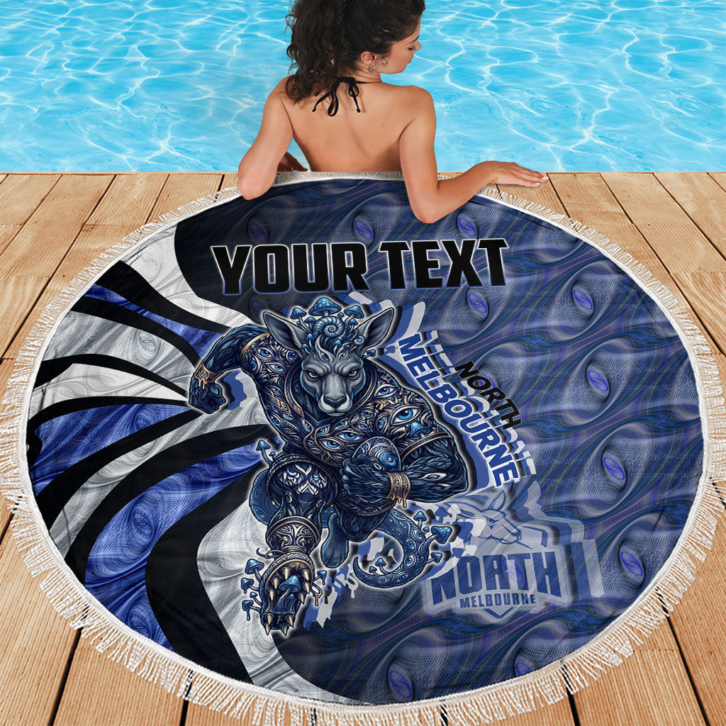 Personalised North Melbourne Kangaroos Beach Blanket Trippy Psychedelic Abstract Art Mascot Football Fans