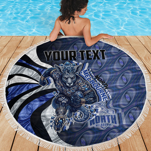 Personalised North Melbourne Kangaroos Beach Blanket Trippy Psychedelic Abstract Art Mascot Football Fans