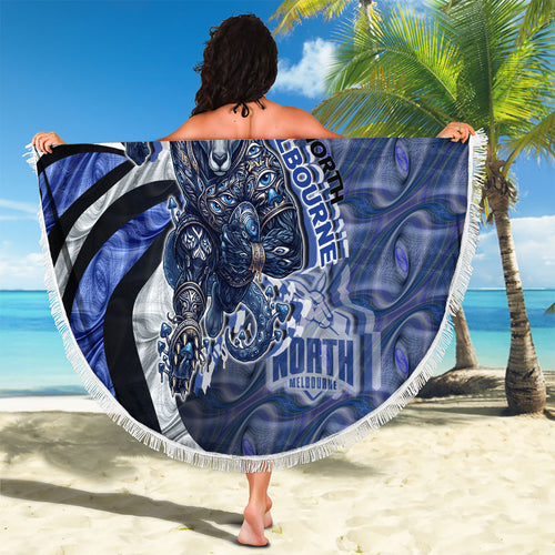 Personalised North Melbourne Kangaroos Beach Blanket Trippy Psychedelic Abstract Art Mascot Football Fans