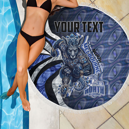Personalised North Melbourne Kangaroos Beach Blanket Trippy Psychedelic Abstract Art Mascot Football Fans