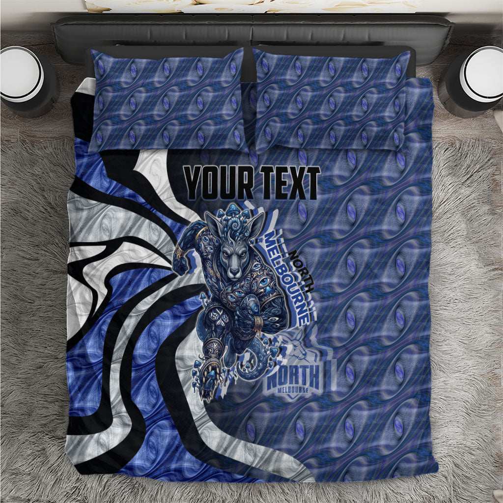 Personalised North Melbourne Kangaroos Bedding Set Trippy Psychedelic Abstract Art Mascot Football Fans