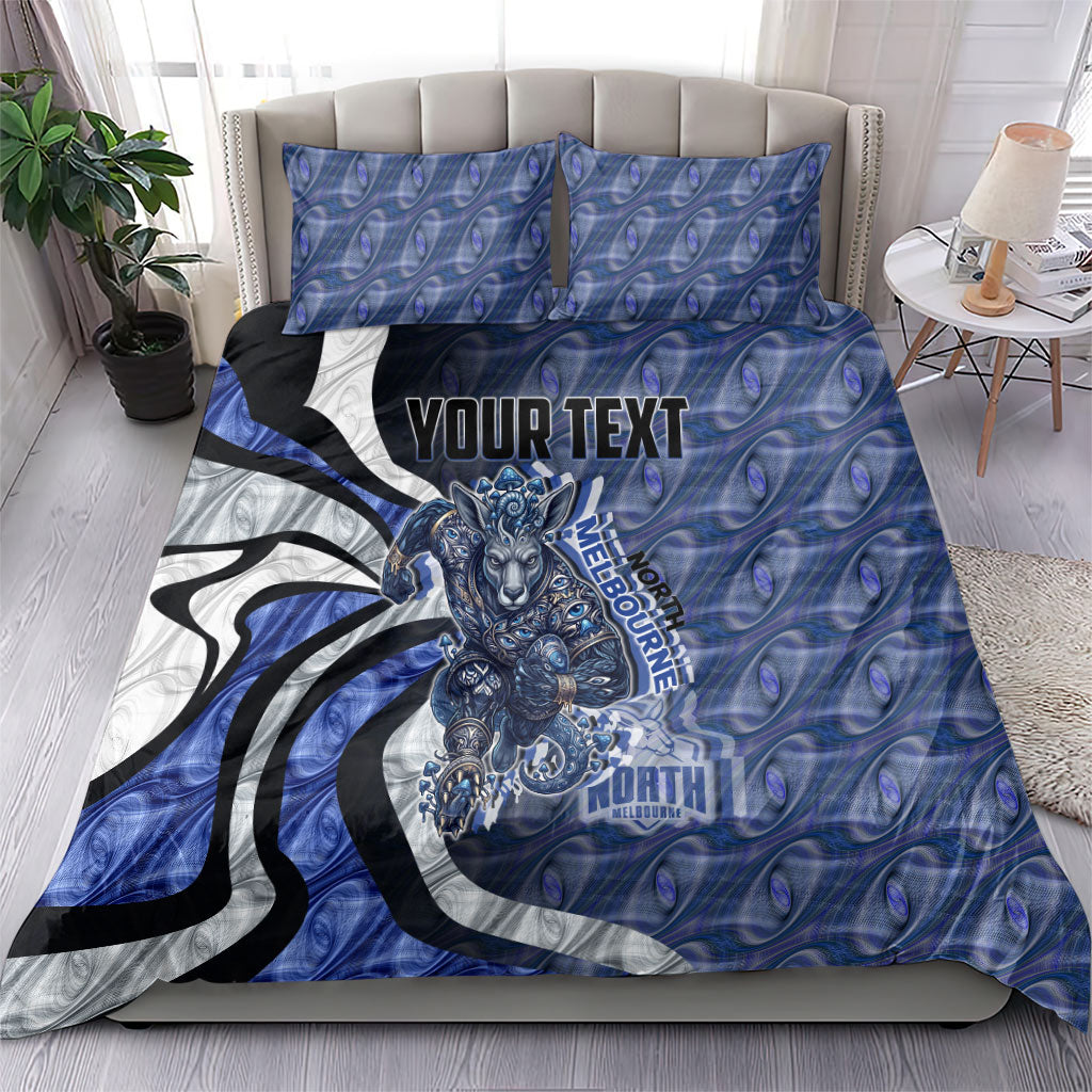 Personalised North Melbourne Kangaroos Bedding Set Trippy Psychedelic Abstract Art Mascot Football Fans