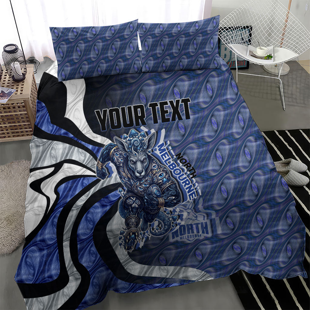 Personalised North Melbourne Kangaroos Bedding Set Trippy Psychedelic Abstract Art Mascot Football Fans