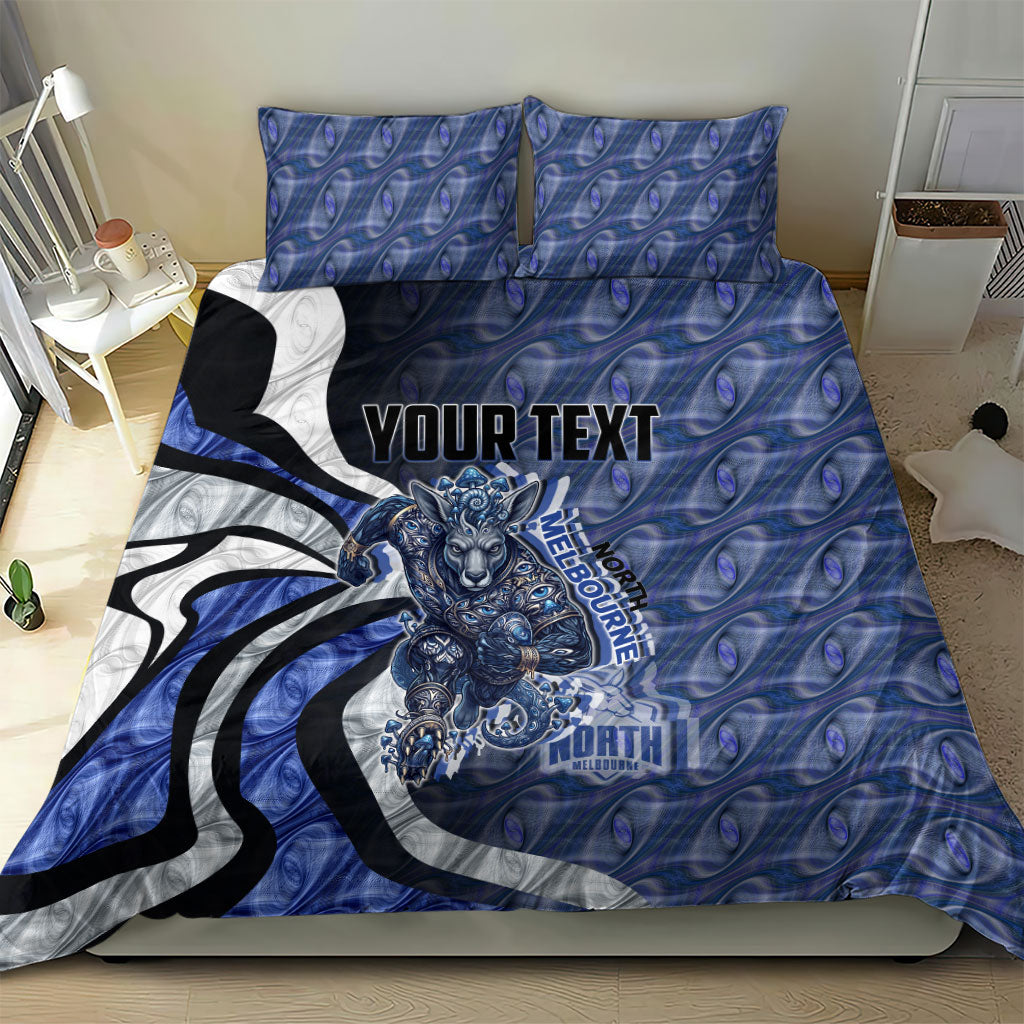 Personalised North Melbourne Kangaroos Bedding Set Trippy Psychedelic Abstract Art Mascot Football Fans