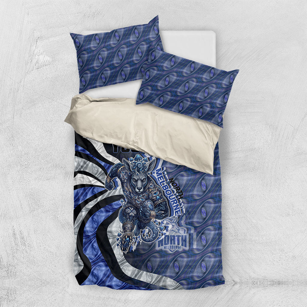 Personalised North Melbourne Kangaroos Bedding Set Trippy Psychedelic Abstract Art Mascot Football Fans