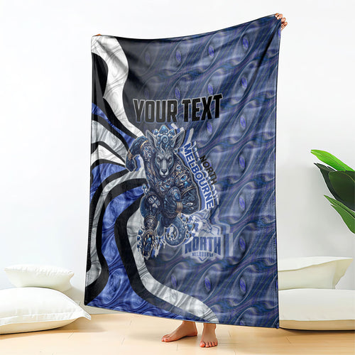 Personalised North Melbourne Kangaroos Blanket Trippy Psychedelic Abstract Art Mascot Football Fans