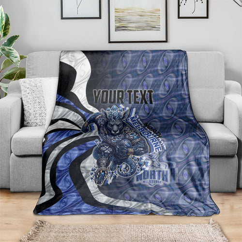 Personalised North Melbourne Kangaroos Blanket Trippy Psychedelic Abstract Art Mascot Football Fans
