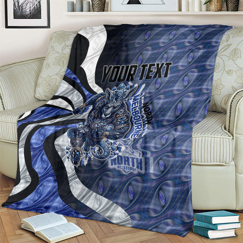 Personalised North Melbourne Kangaroos Blanket Trippy Psychedelic Abstract Art Mascot Football Fans