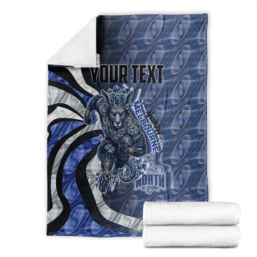 Personalised North Melbourne Kangaroos Blanket Trippy Psychedelic Abstract Art Mascot Football Fans