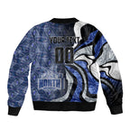 Personalised North Melbourne Kangaroos Bomber Jacket Trippy Psychedelic Abstract Art Mascot Football Fans