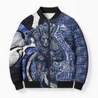 Personalised North Melbourne Kangaroos Bomber Puffer Jacket Trippy Psychedelic Abstract Art Mascot Football Fans