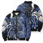 Personalised North Melbourne Kangaroos Bomber Puffer Jacket Trippy Psychedelic Abstract Art Mascot Football Fans