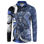 Personalised North Melbourne Kangaroos Button Sweatshirt Trippy Psychedelic Abstract Art Mascot Football Fans