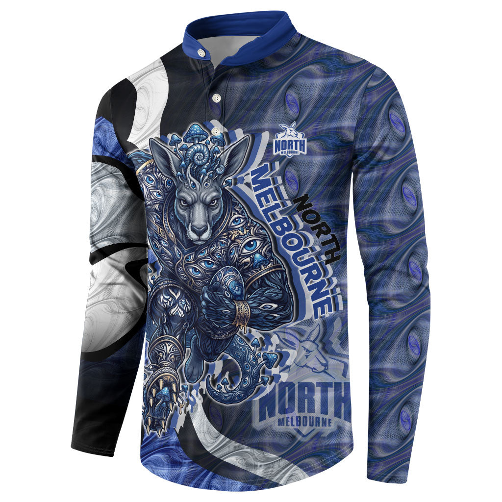 Personalised North Melbourne Kangaroos Button Sweatshirt Trippy Psychedelic Abstract Art Mascot Football Fans