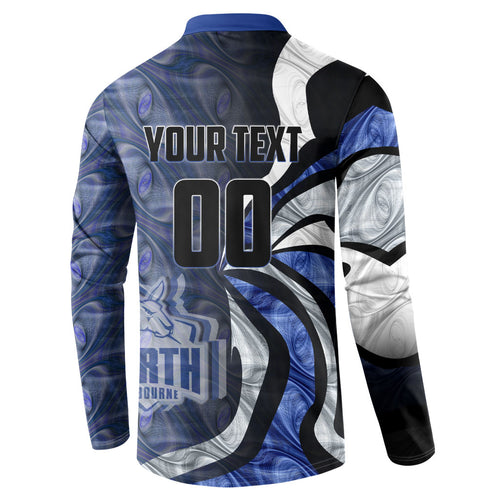 Personalised North Melbourne Kangaroos Button Sweatshirt Trippy Psychedelic Abstract Art Mascot Football Fans